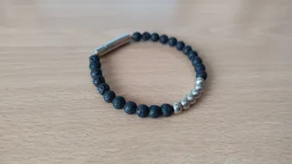 Pulsera Bolas Lava Negra
