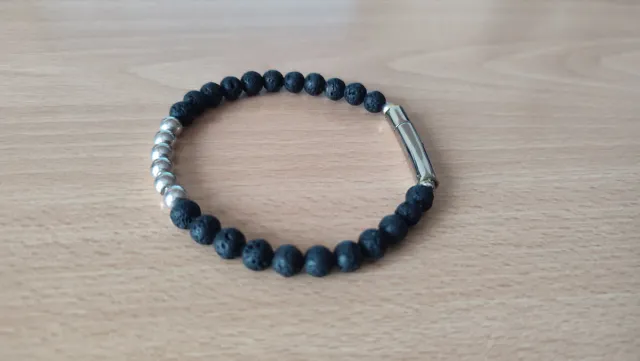 Pulsera Bolas Lava Negra