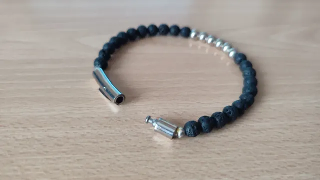 Pulsera Bolas Lava Negra