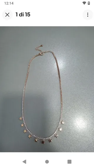 V472 Collana tennis oro rosa con stelline inox