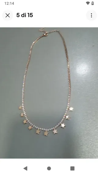 V472 Collana tennis oro rosa con stelline inox