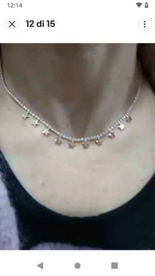 V472 Collana tennis oro rosa con stelline inox