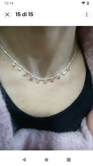 V472 Collana tennis oro rosa con stelline inox