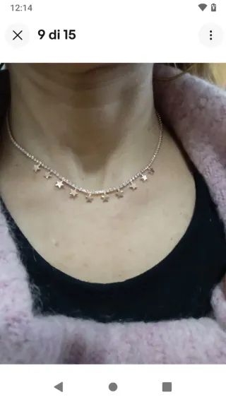 V472 Collana tennis oro rosa con stelline inox