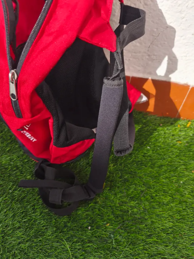 Mochila Quechua senderismo roja y gris