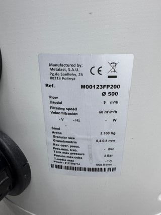 Filtro Arena Piscina Metalast M00123FP200
