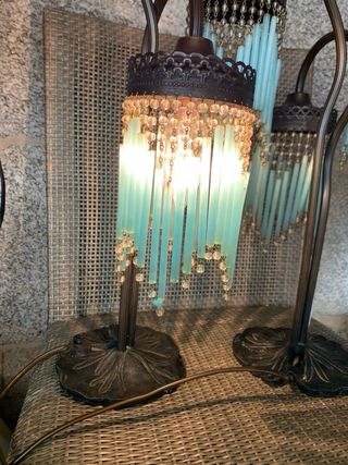 Lampade da tavolo in cristallo e ferro battuto