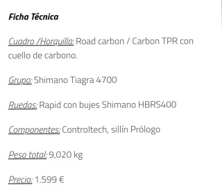 Bicicleta Carretera HEAD SPEED I