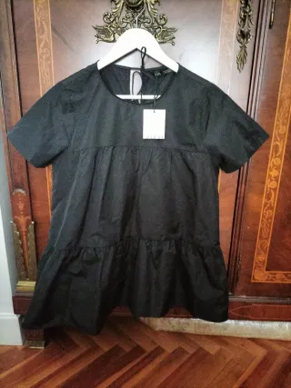 Camisa de fiesta negra brillante Zara