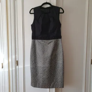 Vestido fiesta Roberto Verino negro y plateado.