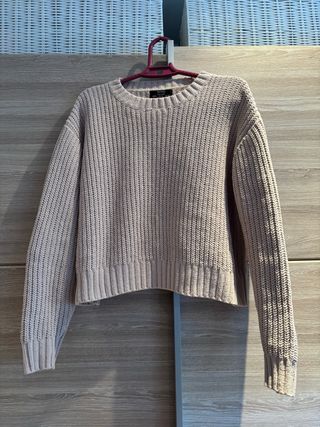 Jersey Bershka Beige Punto Grueso