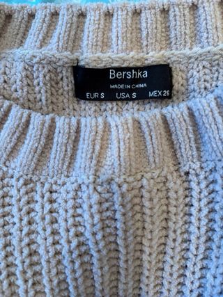 Jersey Bershka Beige Punto Grueso