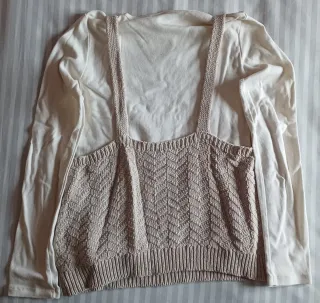 Camiseta con chaleco beige