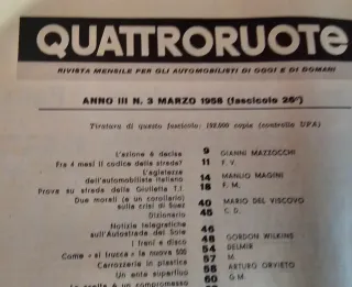 Quattroruote 1958 - Rivista Auto d'Epoca