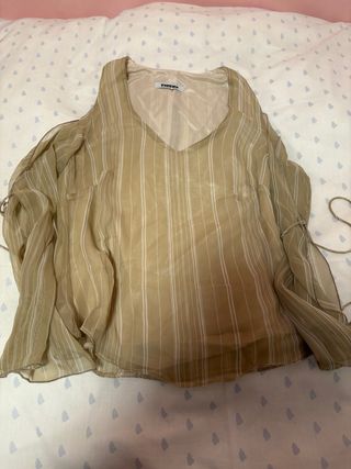 Blusa TOPGOGO Beige Rayas Blancas