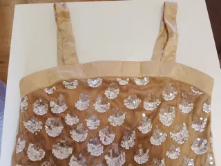 Vestido fiesta lentejuelas dorado talla 46