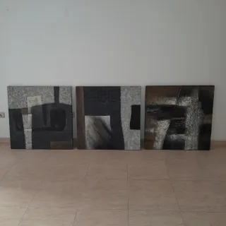 Trittico di Quadri Astratti Moderni