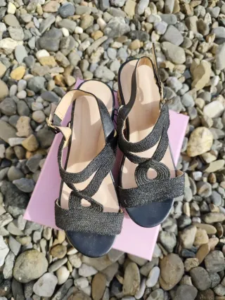 Plataformas cuña corcho negras