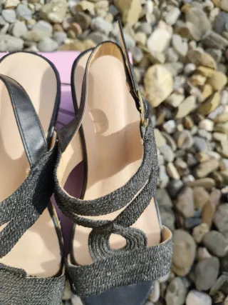 Plataformas cuña corcho negras