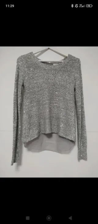 Jersey plateado lentejuelas M