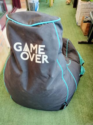 Puff Gigante Game Over Negro y Azul