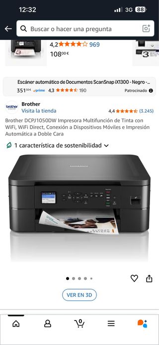 Impresora Brother DCPJ1050DW Multifunción Tinta