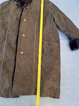 Abrigo ante sintético marrón forro talla 46