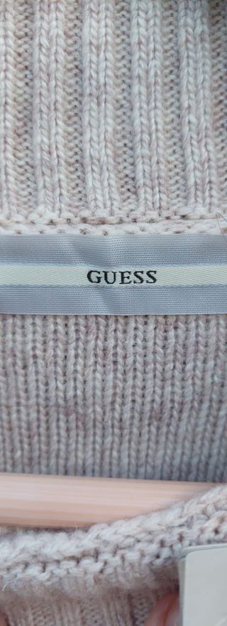 Vestido punto beige manga larga mujer - GUESS - M