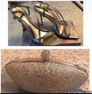 Borsetta e sandali con strass da cerimonia