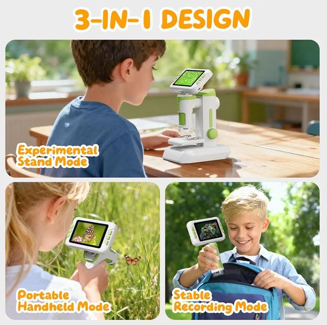 Microscopio 3 in 1 con schermo HD 1600X