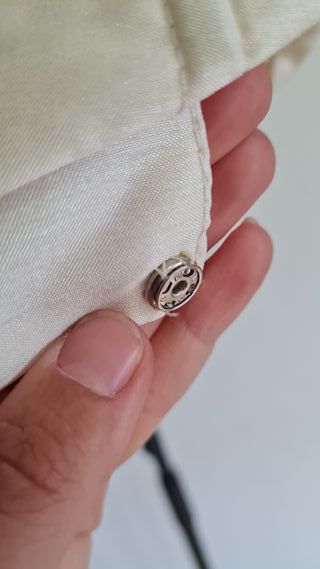 Vestido largo floral beige y azul