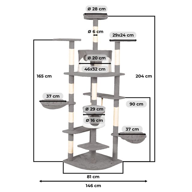 Albero gratta per gatti TIGRA grigio