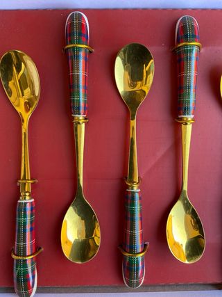 Set 6 Cucchiaini Natale Tartan Oro