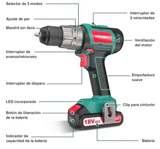 Taladro Inalámbrico HYCHIKA 18V