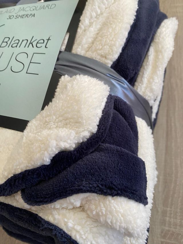 Manta sherpa 160x210cm azul marinho
