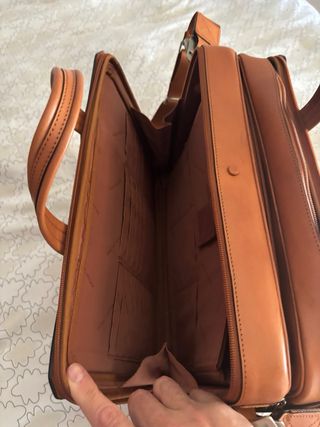 Maletín Piquadro Marrón Cuero Usado 1 vez