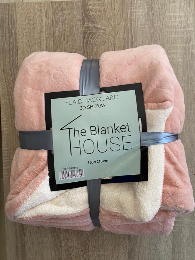 Manta sherpa rosa 160x210cm