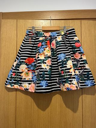 Falda La Morena Talla S Rayas y Flores