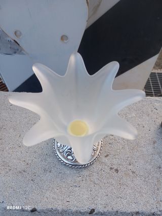 Porta candele argento e vetro