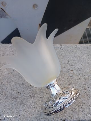 Porta candele argento e vetro