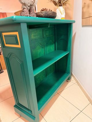 Mueble vintage madera maciza verde bar