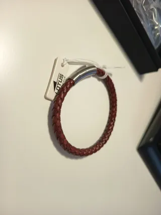 Pulsera Lotus Hombre Cuero Marrón y Plata