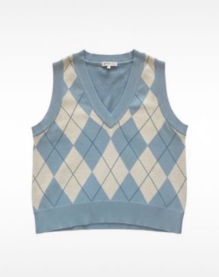 Chaleco argyle rombos azul y beige