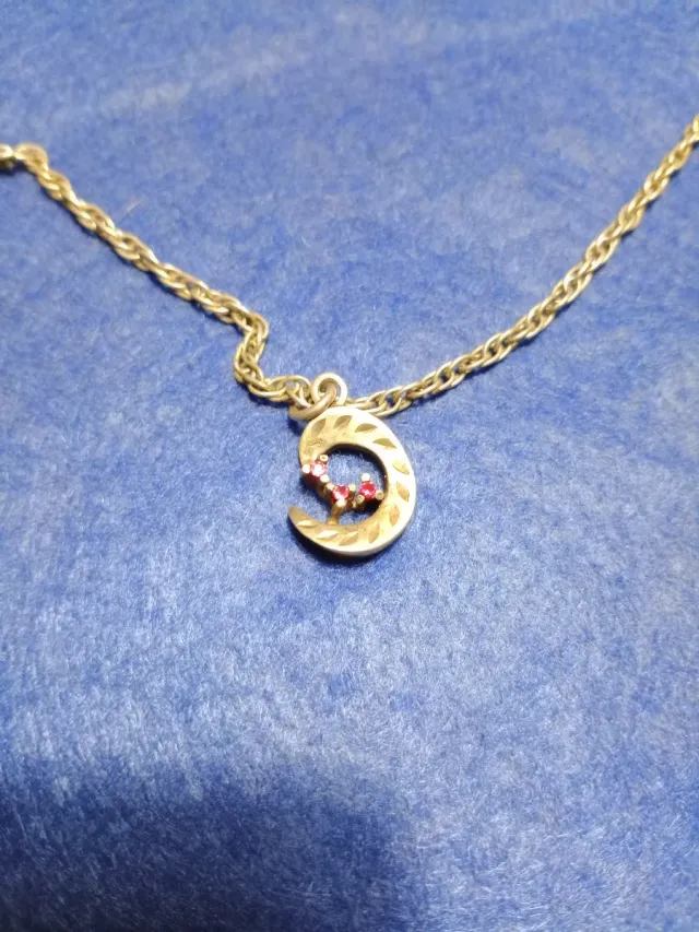 Cadena y colgante luna plata maciza