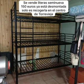 Litera 3 plazas metálica negra