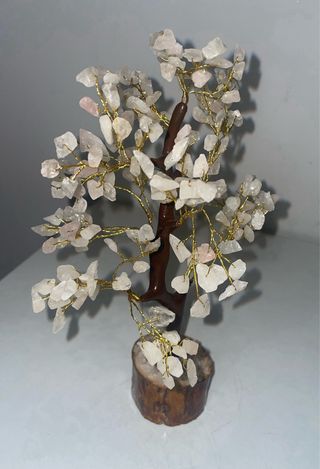 Árbol Cuarzo Rosa Base Madera
