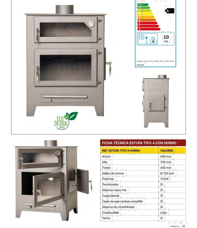NOVA Estufa de lenha cinza com forno