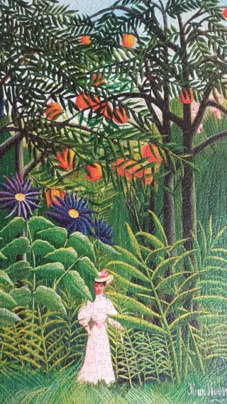 Puzzle 1000 piezas Mujer caminando en un bosque