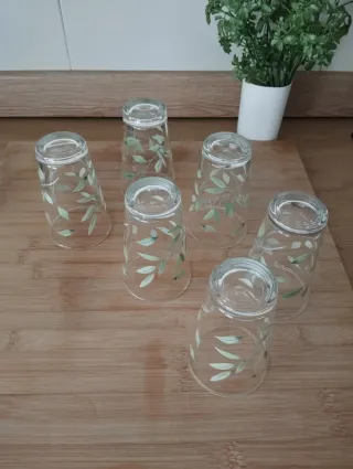 Lote 6 vasos + 1 botella decorada