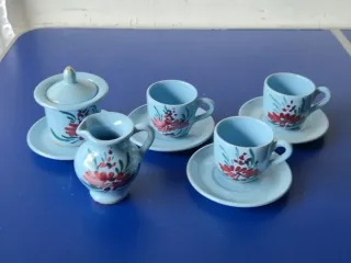 Set Tè/Caffè Vintage Blu Floreale in Ceramica
